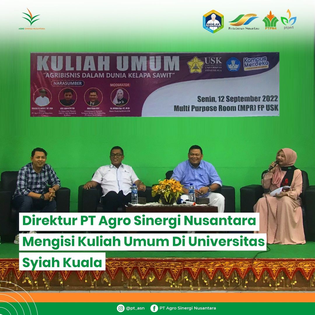 Direktur PT Agro Sinergi Nusantara Mengisi Kuliah Umum Di Universitas Syiah Kuala